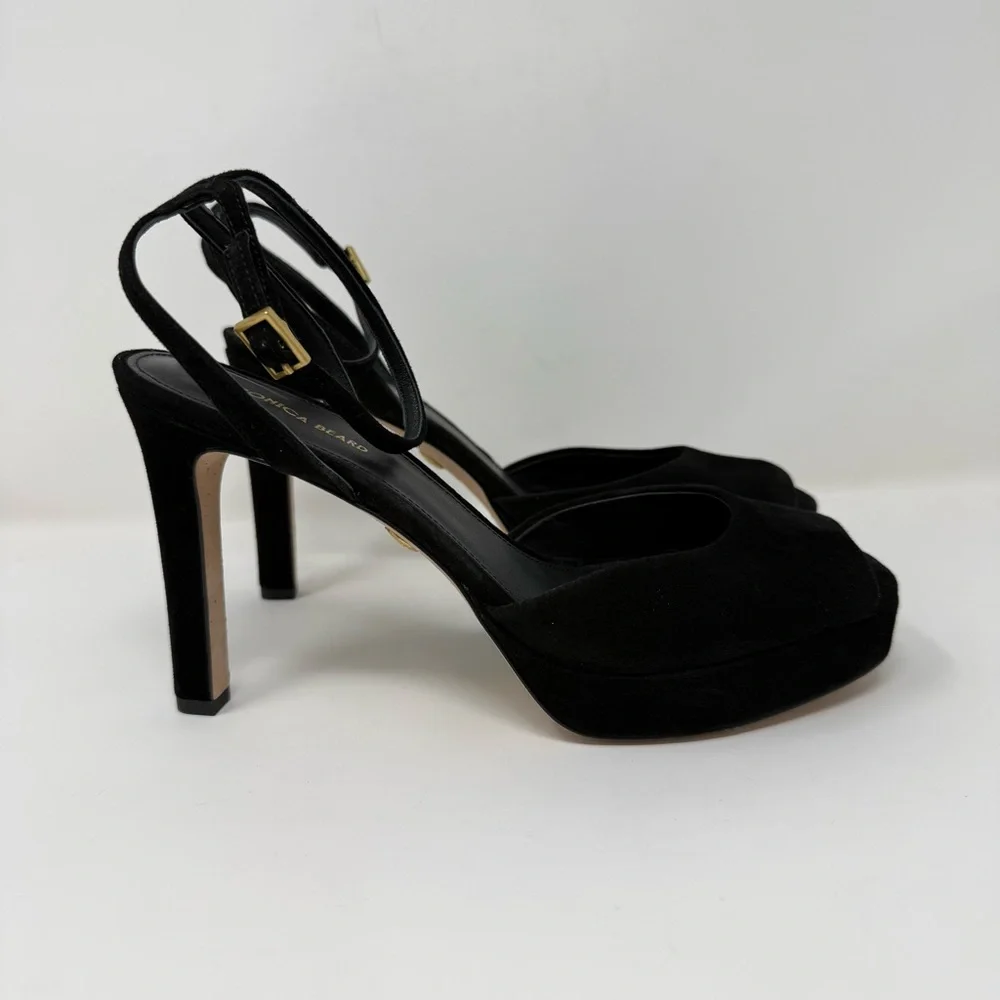 New Veronica Beard Brianne Sandals Black Suede Sz 8.5